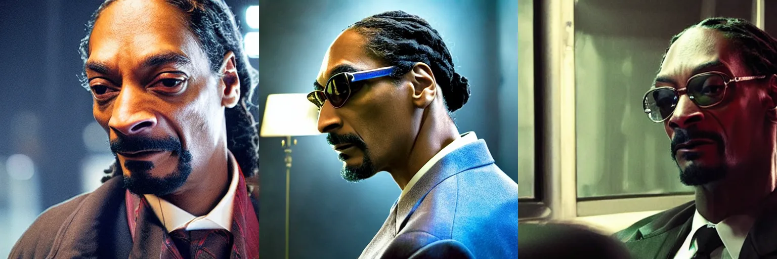 Prompt: close-up of Snoop Dogg as a detective in a movie directed by Christopher Nolan, movie still frame, promotional image, imax 70 mm footage