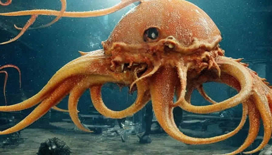 Image similar to big budget movie about giant mutant killer squid.