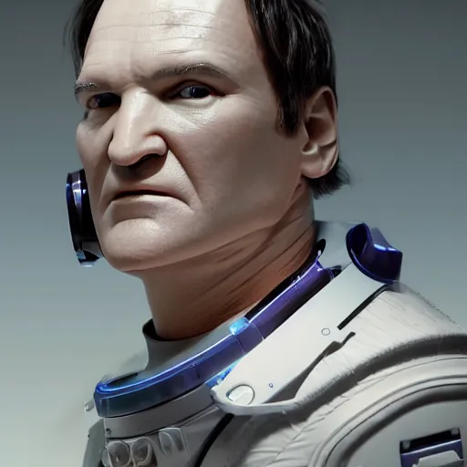 Image similar to hyperrealistic film full body still of quentin tarantino in space, stunning 3 d render, inspired by istvan sandorfi & greg rutkowski & unreal engine, perfect facial symmetry, dim volumetric cinematic lighting, 8 k octane comprehensive render, extremely hyper - detailed, incredibly lifelike attributes, intricate, real flesh texture, masterpiece, artstation, stunning,