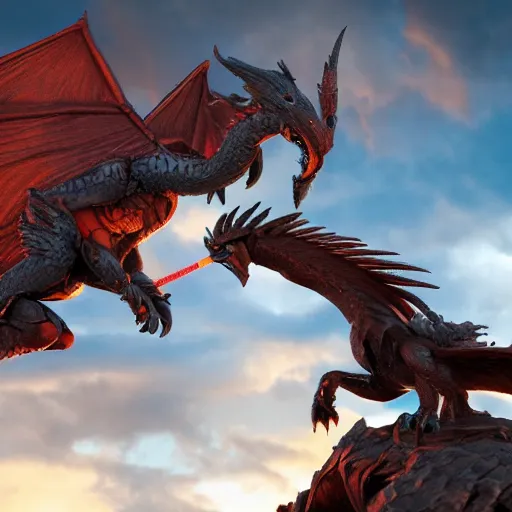 Image similar to gryphon fighting a dragon highly detailed 8 k