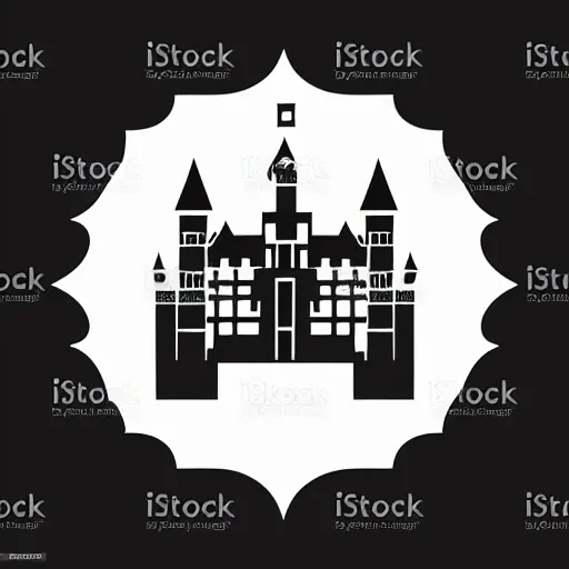 Prompt: glowforge template, black on white background, flat 2 d vector art, 2 d low polygon art, custom modern castle, symmetric art, vector line art, polygon