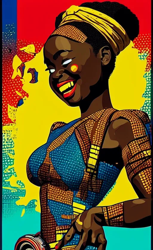 Image similar to mama africa laugh at her child!!! pop art, pixel, bioshock, gta chinatown, artgerm, richard hamilton, mimmo rottela, julian opie, aya takano, ultra hardly intricate details!!! ultra realistic visual!!!