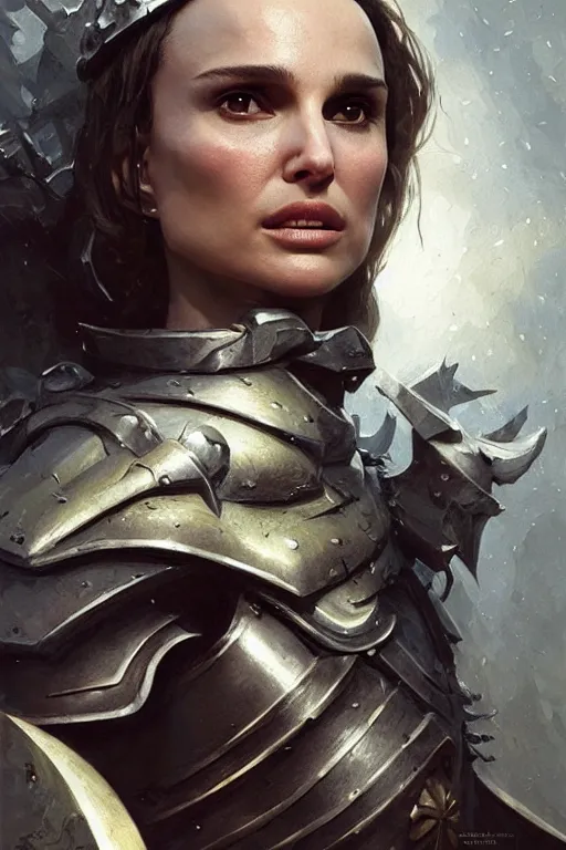 Image similar to natalie portman, legendary warrior, heroic, lord of the rings, tattoos, decorative ornaments, battle armor, by carl spitzweg, ismail inceoglu, vdragan bibin, hans thoma, greg rutkowski, alexandros pyromallis, perfect face, fine details, realistic shading photorealism