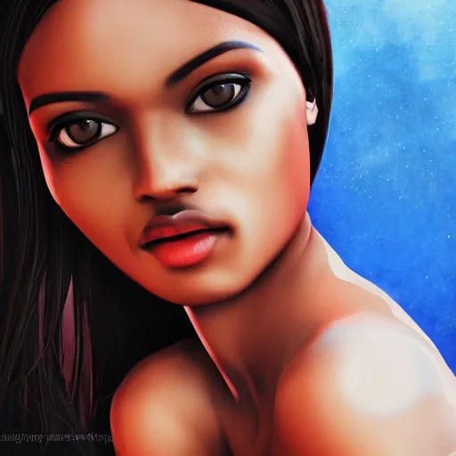Prompt: female full body, black head, beautiful, mediterranean. arabic, high details, photorealistic, artstation trending,