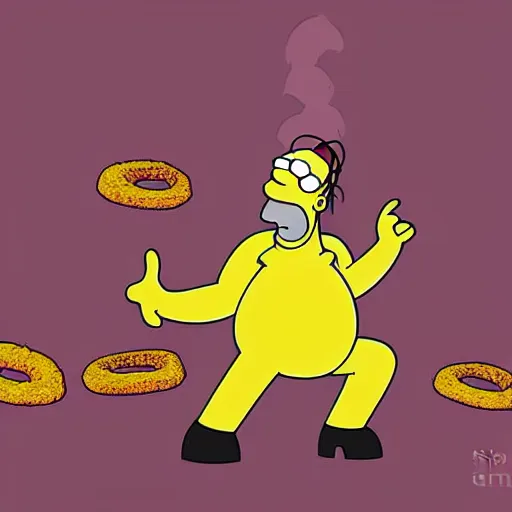 Image similar to Homer Simpson watching a donut asteroid hit Earth, detailed, digital art