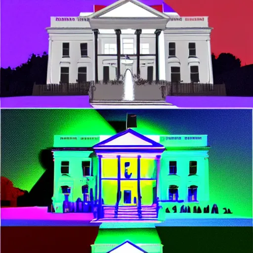 Image similar to the white house in the style of meow wolf