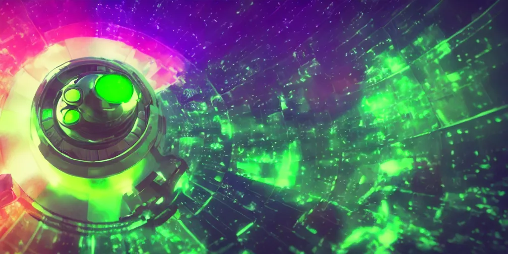 Prompt: spaceship, rainbow, star, lollipop, universe, dramatic lighting, glowing green hologram navigatuin paneis,, cinematic lighting, highly detailed, ultra realistic, 4K, octane 3D render