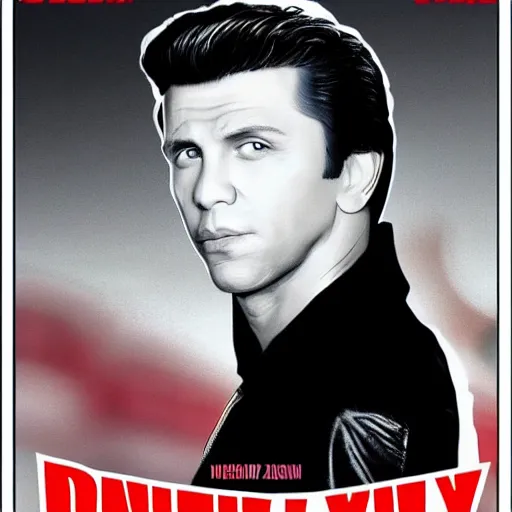 Image similar to vladimir putin as danny zuko in grease, hollywood movie poster, realistic,