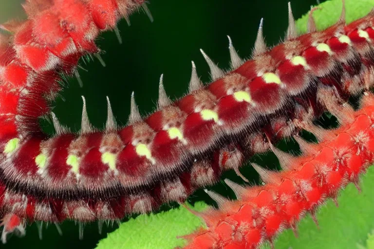 Prompt: hickory horned devil ( regal moth ) caterpillar award winning nature photography