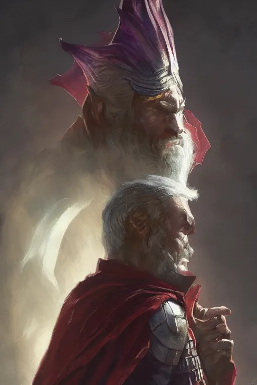 Prompt: dungeons and dragons evil wizard character closeup side profile portrait, dramatic light, dungeon background, 2 0 0 mm focal length, painted by stanley lau, painted by greg rutkowski, painted by stanley artgerm, digital art, trending on artstation