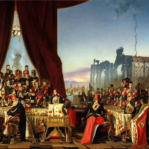 Image similar to Die Proklamation des Deutschen Kaiserreiches by Anton von Werner (1877), vaporware, 8k