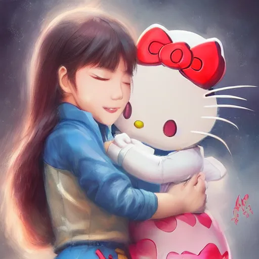 Image similar to Couple Love of Hello Kitty, by Stanley Artgerm Lau, WLOP, Rossdraws, James Jean, Andrei Riabovitchev, Marc Simonetti, Yoshitaka Amano, ArtStation, CGSociety,