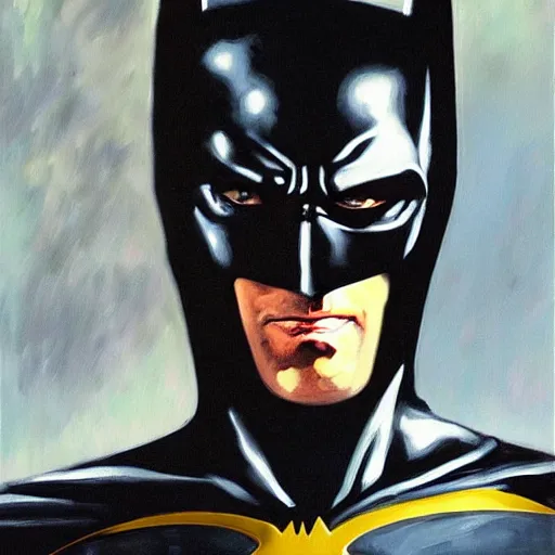 Image similar to Painting of a batman dark knight by Christopher Nolan oil painting