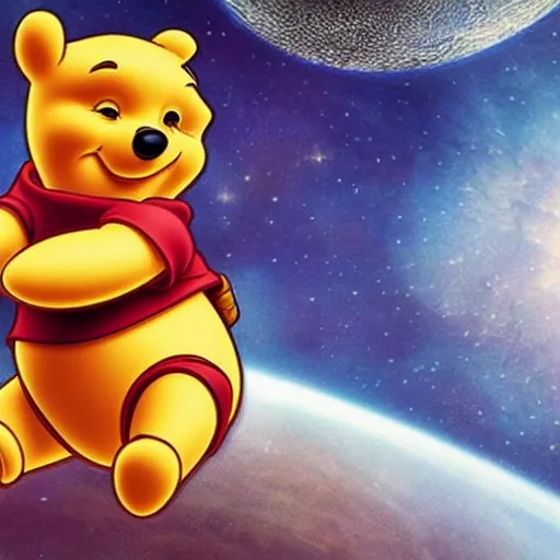Image similar to winnie the pooh in space. live action movie still
