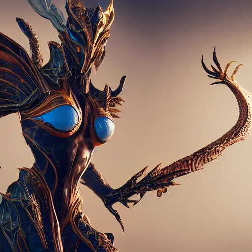 Image similar to highly detailed exquisite fanart, of a beautiful female warframe, but as a dragon, elegant pose, epic cinematic shot, professional digital art, DeviantArt, high quality artstation, HD render