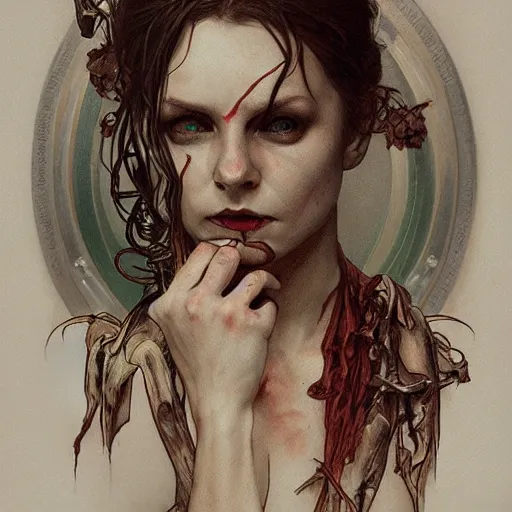 Prompt: amazing lifelike award winning pencil illustration of zombie vivienne westwood trending artgerm greg rutkowski alphonse mucha cinematic