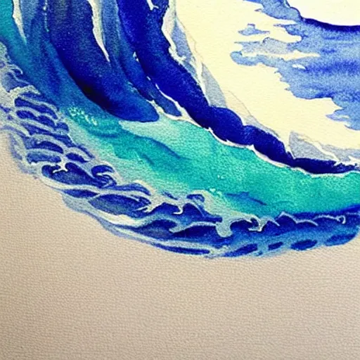 Prompt: beautiful ocean wave constructed of baseballs, watercolor