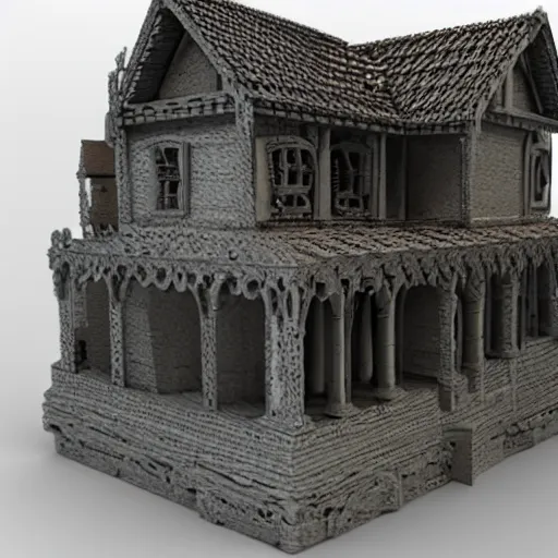 Image similar to 3d printed building, by da vinci