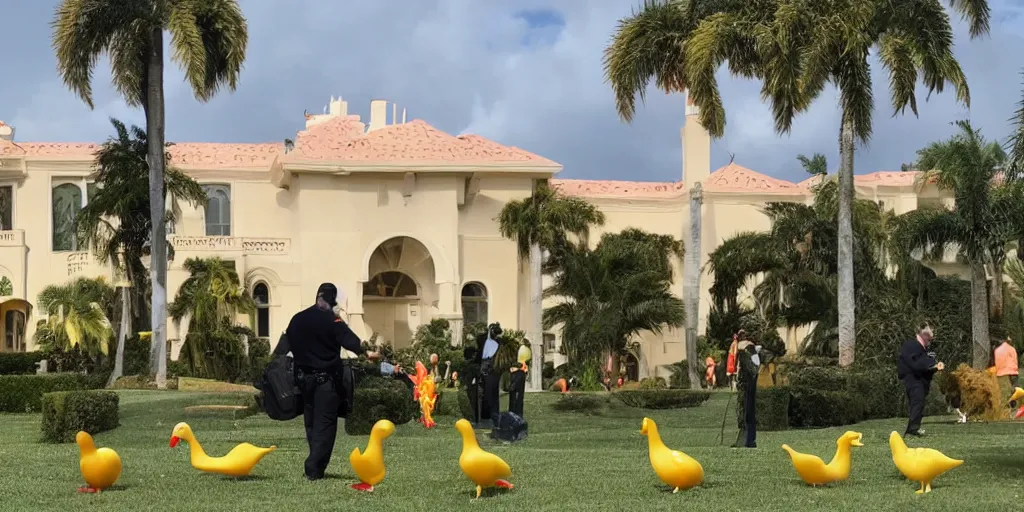 Prompt: The FBI searches Mar-a-Lago and finds rubber chickens