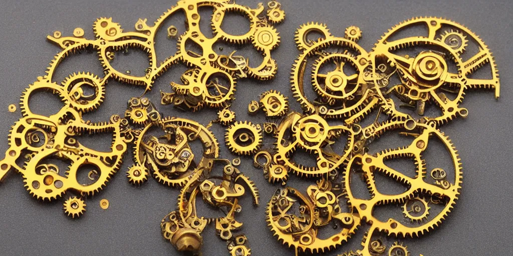 Image similar to highly detailed mechanical Golden octapus, cogs and gears, tiny details, beautiful and powerful