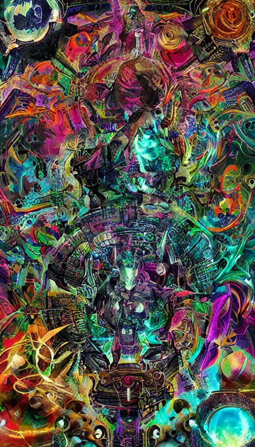 Image similar to psytrance artwork, by zack snyder