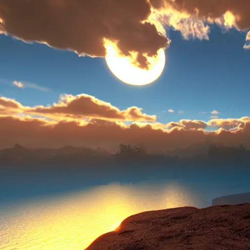 Image similar to the setting sun, unreal engine 5