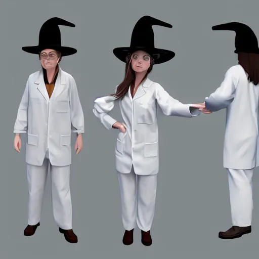 Prompt: research scientist witch. 3 d character design rendered in unreal, uhd