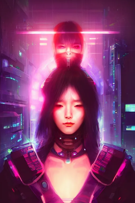 Image similar to portrait futuristic fabulous cyberpunk female samurai, in futuristic starlight galaxy tokyo rooftop cyberpunk night, ssci-fi, fantasy, intricate, very very beautiful, elegant, neon light, highly detailed, digital painting, artstation, concept art, soft light, hdri, smooth, sharp focus, illustration, art by tian zi and craig mullins and WLOP and alphonse mucha