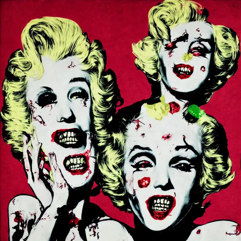 Prompt: zombie Marylin Monroe, pop-art style
