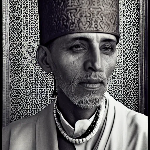 Image similar to A Moroccan wizard, portrait, by Mario Testino