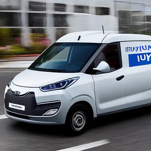 Image similar to A delivery van designed and produced by Hyundai, promotional photo