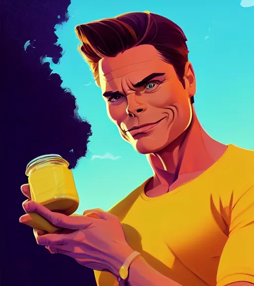 Image similar to icon stylized minimalist rob lowe as margarine, loftis, cory behance hd by jesper ejsing, by rhads, makoto shinkai and lois van baarle, ilya kuvshinov, rossdraws global illumination