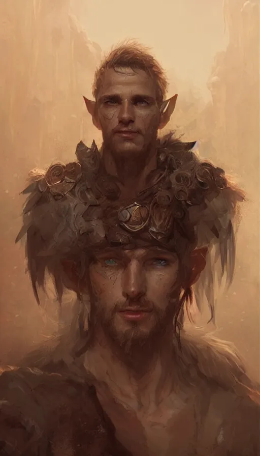 Prompt: Portrait of a rugged elf, male, detailed face, fantasy, highly detailed, cinematic lighting, digital art painting by greg rutkowski