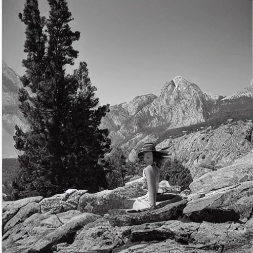 Image similar to a portrait of 2B in a scenic environment by ansel adams