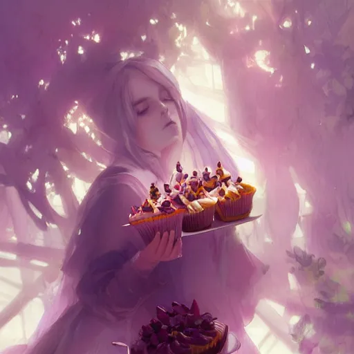 Image similar to awoke to the violet crunch of wood, radiator, sweet smells of gerbils and cupcakes, by wlop, artgerm, greg rutkowski