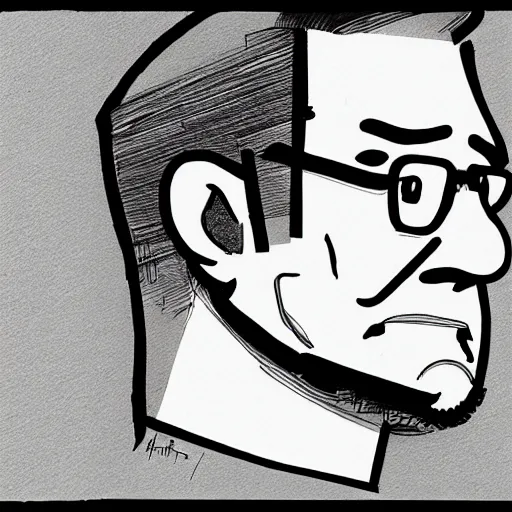 Image similar to a realistic yet scraggly portrait sketch of the side profile of a stern and sophisticated hank hill, trending on artstation, intricate details, in the style of frank auerbach, in the style of sergio aragones, in the style of martin ansin, in the style of david aja, in the style of mattias adolfsson