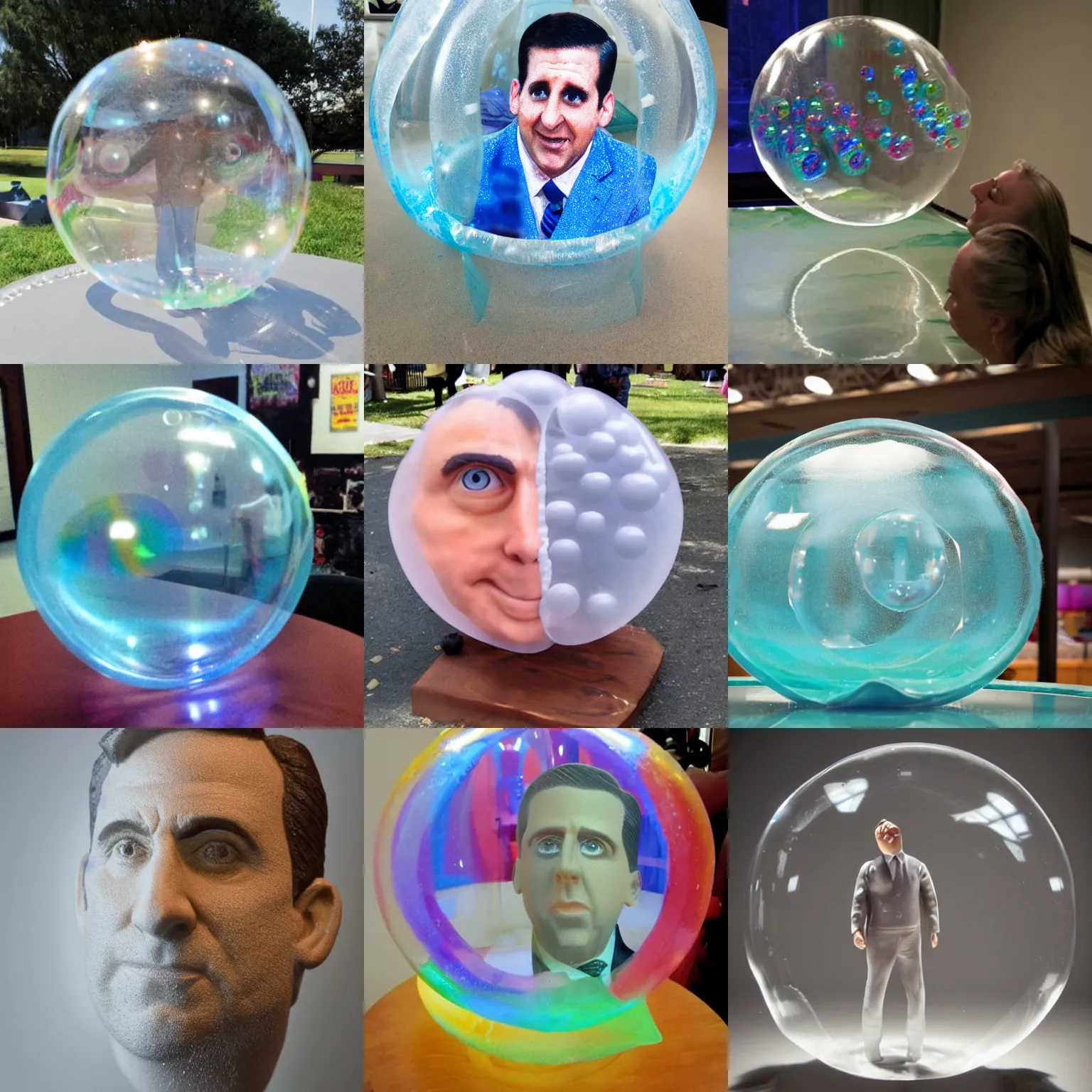 Prompt: bubble sculpture of michael scott