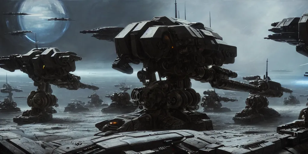Image similar to hyper realistic sci - fi matte concept art painting of epic cinematic battle between a variety of mechwarriors and soldiers fighting on europa, guns, missiles, explosions, beautiful details, strong composition painted by kim jung guweta studio rutkowski, james gurney and greg rutkowski, and lucasfilm, smooth, intricate, detailed, sharp focus, cinematic