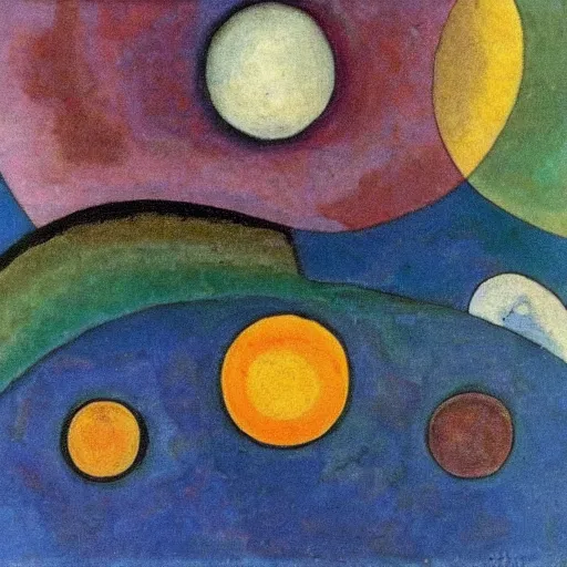 Image similar to earth and moon, Kandinsky painting