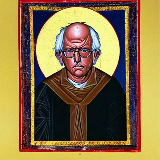 Image similar to Bernie Sanders, portrait, ancient byzantine, iconography, orthodoxy