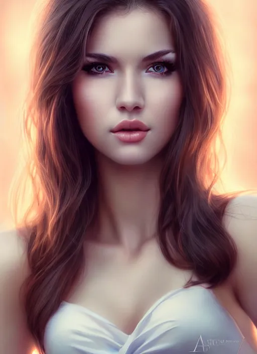 Image similar to a gorgeous american female photo, professionally retouched, soft lighting, realistic, smooth face, full body shot, torso, dress, perfect eyes, sharp focus on eyes, 8 k, high definition, insanely detailed, intricate, elegant, art by artgerm and jason chan