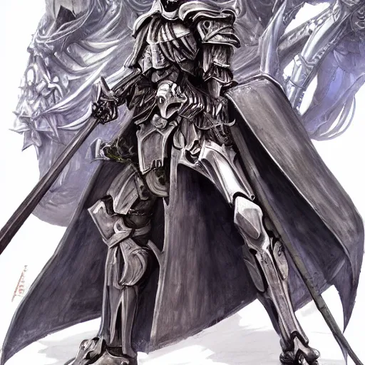 Image similar to skeleton, paladin, scythe, plate armor, concept art, makoto shinkai, highly detailed, ayami kojima