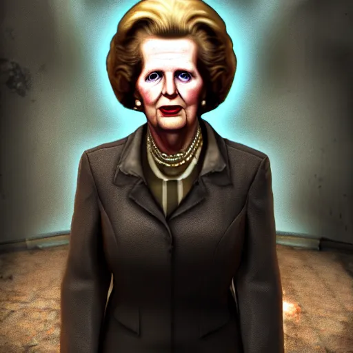 Prompt: portrait of margaret thatcher in fallout new vegas, gaming, detailed, 4k