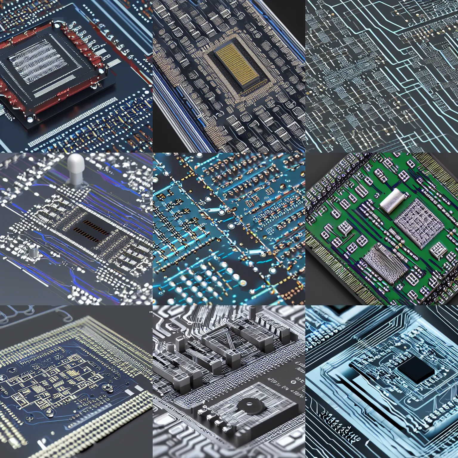 Prompt: mechatronic ic, microscopic shot, wide angle, integrated circuit boards, capacitors, octane render, 3 d modeling, blender, 8 k, 4 k, hyper realistic