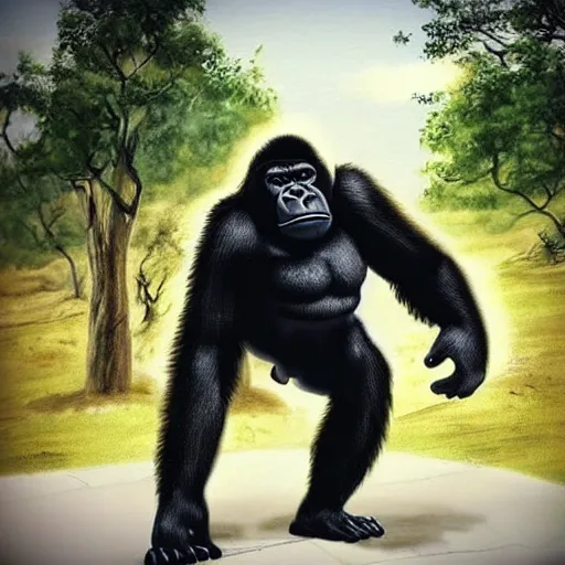 Image similar to cool gorilla shooting a magnum revolver