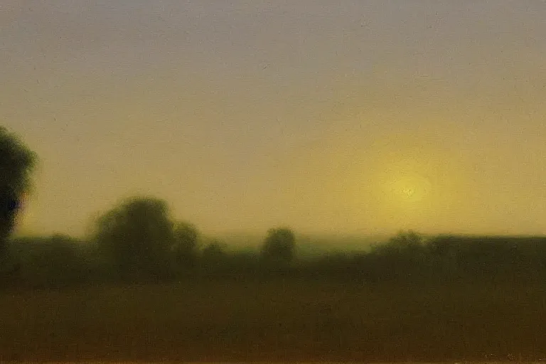 Prompt: Landscape painting at dawn Tonalism