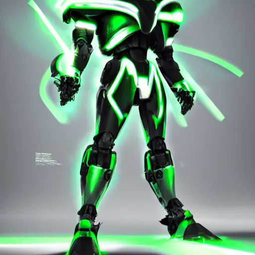 Image similar to saudi futuristic warrior mecha, green and white neon, full body mecha suit, epic urban battle, Murata Yasushi Nirasawa Style, beautiful aesthetic, photorealistic, volumetric lighting, hyperrealistic, octane render, HDR, Production IG Studios, concept art