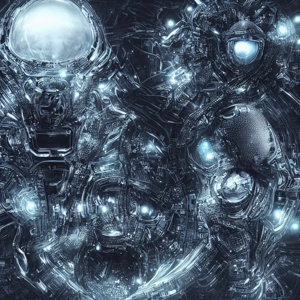 Prompt: an insanely detailed cibernetic artwork of a futuristic artificial intelligence superstar, centered image, perfectly symmetrical alien face, with frames made of detailed fractals, octane render, 4k, insanely detailed, detailed grid as background, photorealistic digital art, hyper realism, high detail, cgi