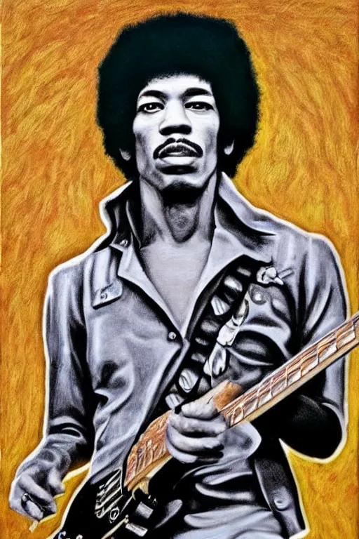 Image similar to ultra realistic Jimi Hendrix face portrait in the style of grant wood