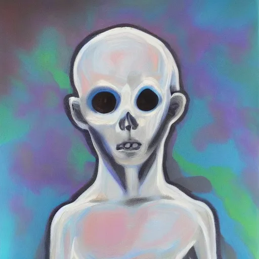 Image similar to ghost boy, acrylic painting